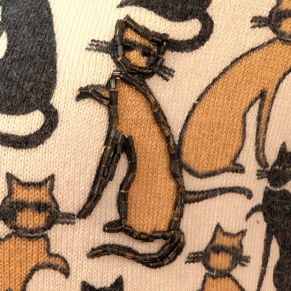 Jessica By Christopher L Womens Size M Allover Kitty Cat Beaded Print Vest Top - Picture 7 of 10